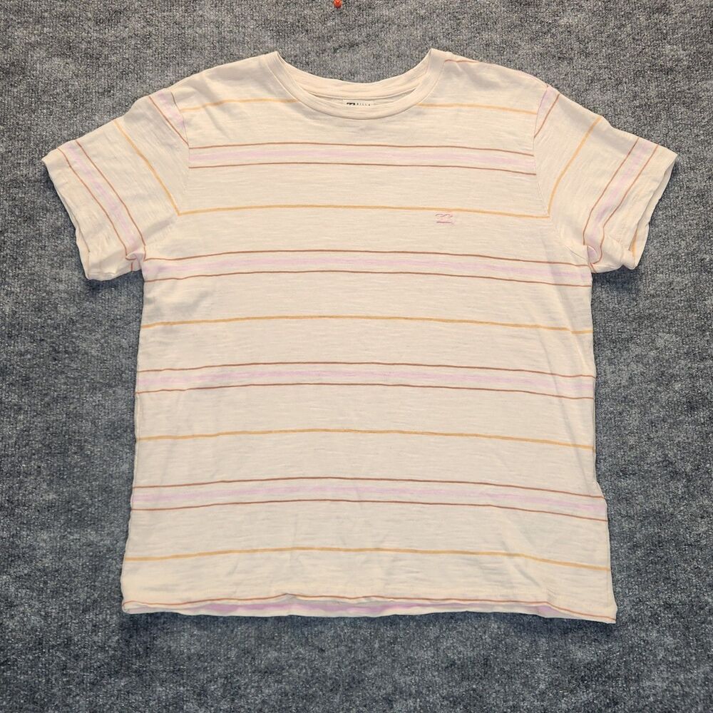 Billabong Shirt Mens Large 100% Cotton Striped Short Sleeve Surf Skate Beach